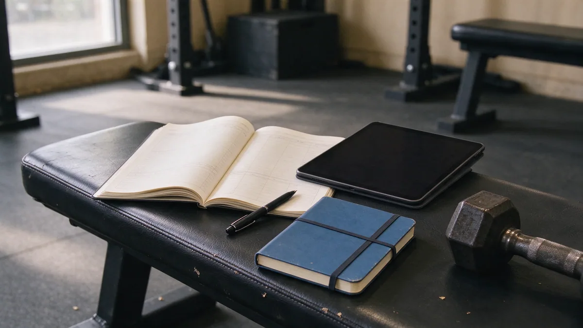 Several coaching tools laid out for comparison on a gym bench